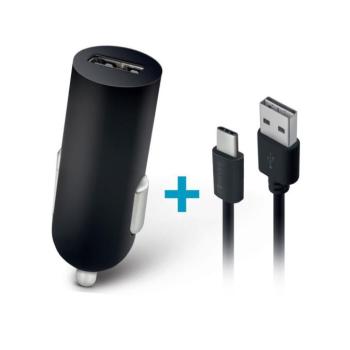 Autós töltő, Szivargyújtós töltő, 5V / 2A, 1 x USB aljzat, USB Type-C kábellel, Forever, fekete, M02 kép