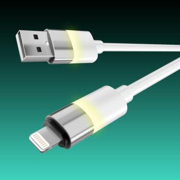 AVAX CB310 GLOWY USB-A - Lightning töltőkábel 1m, fehér kép