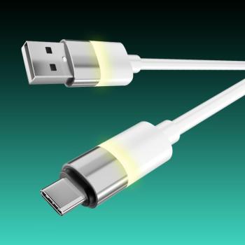 AVAX CB313 GLOWY 18W USB-A - USB-C gyorstöltő kábel 2m, fehér kép
