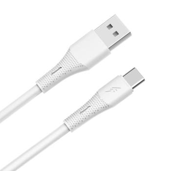 AVAX CB3301 18W USB-A – USB-C gyorstöltő szilikon kábel, 1.5 m, fehér kép