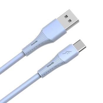 AVAX CB3302 18W USB-A – USB-C gyorstöltő szilikon kábel, 1.5 m, világoskék kép
