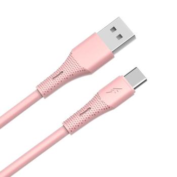 AVAX CB3303 18W USB-A – USB-C gyorstöltő szilikon kábel, 1.5 m, rózsaszín kép