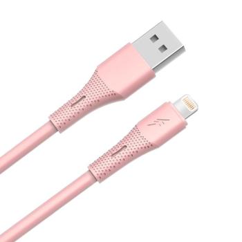 AVAX CB3306 USB-A – Lightning szilikon töltőkábel, 1.5 m, rózsaszín kép