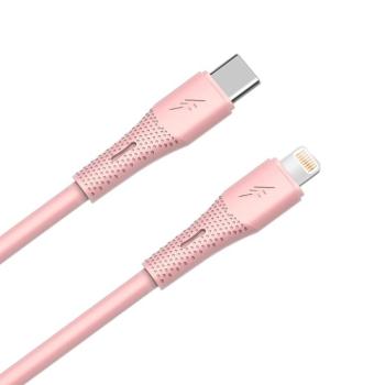 AVAX CB3312 27W USB-C – Lightning gyorstöltő szilikon kábel, 1.5 m, rózsaszín kép
