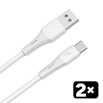 AVAX CB4301 2x 18W USB-A – USB-C gyorstöltő szilikon kábel csomag, 1.5 m, fehér kép