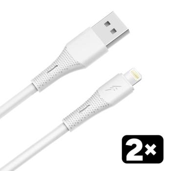 AVAX CB4302 2x USB-A – Lightning szilikon töltőkábel csomag, 1.5 m, fehér kép