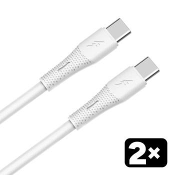 AVAX CB4303 2x 60W USB-C gyorstöltő szilikon kábel csomag, 1.5 m, fehér kép