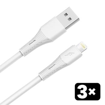 AVAX CB4306 3x USB-A – Lightning szilikon töltőkábel csomag, 1.5 m, fehér kép