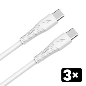 AVAX CB4307 3x 60W USB-C gyorstöltő szilikon kábel csomag, 1.5 m, fehér kép