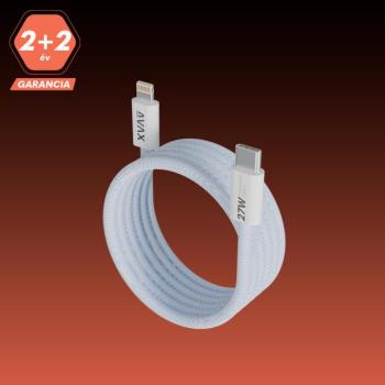 AVAX CB611LB MAGNETY 27W USB-C - LIGHTNING mágneses gyorstöltő kábel, fonott 1m, világoskék kép