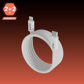 AVAX CB611W MAGNETY 27W USB-C - LIGHTNING mágneses gyorstöltő kábel, fonott 1m, fehér kép