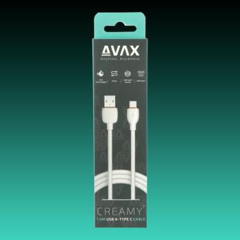 AVAX CB620 CREAMY+ USB A-Type C 2.4A, 1.5m gyorstöltő kábel, fehér-roséarany kép