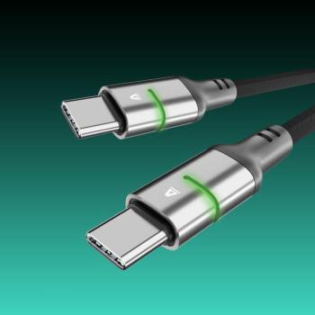 AVAX CB633 STEELY LED 60W USB-C gyorstöltő kábel, fonott, 2m, fekete kép