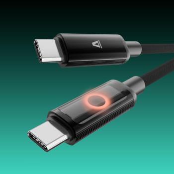 AVAX CB654 PULSEY 60W USB-C gyorstöltő kábel, fonott, 1m, szürke kép