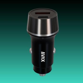 AVAX CC304B CARLY 38W Autós töltő USB-C (PD3.0)+USB-A (QC) ,fekete kép