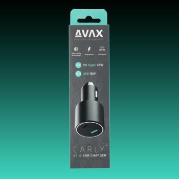 AVAX CC663B CARLY+ 63W Autós töltő USB A (QC)+Type C (PD), fekete kép