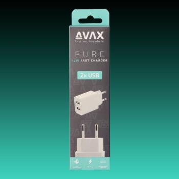AVAX CH-301 Hálózati fali töltő 2x USB, 12W kép