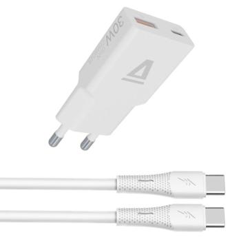 AVAX CH6413 30W GaN töltő és 60W USB-C szilikon kábel csomag, fehér kép
