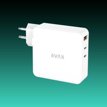 AVAX CH921W PRIME 140W GaN gyors hálózati töltő 2x USB C (PD 3.1)+USB A 30W, fehér kép