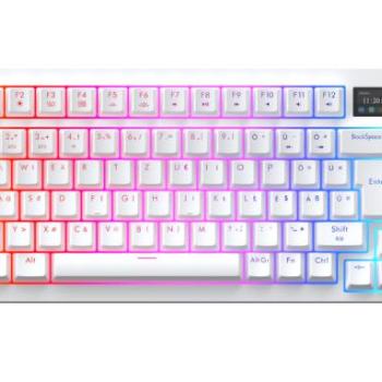 AVAX GM02 PRO Fehér 75% Gasket RGB tri-mode mechanikus billentyűzet Gateron sárga switch, Magyar kép