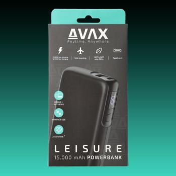 AVAX PB-106B LEISURE PD/Type C 30W+QC 18W 15.000mAh gyorstöltő powerbank,fekete kép