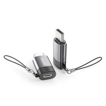 AWEI A12 adapter (lightning aljzat - Type-C, adatátvitel és töltés, OTG) VILÁGOSSZÜRKE kép