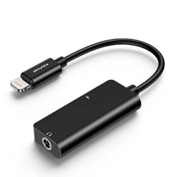 AWEI adapter CL-121 Lightning/ Jack 3,5, 2in1 fekete kép