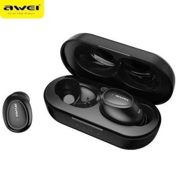 AWEI Bluetooth fülhallgató 5.0 T16 TWS + dokkolóállomás fekete kép