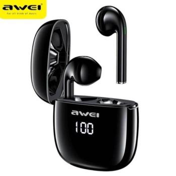 AWEI Bluetooth fülhallgató 5.0 T28P TWS + dokkolóállomás fekete kép