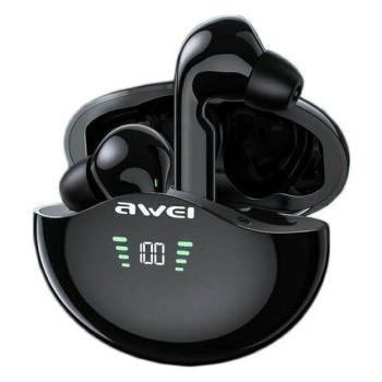AWEI Bluetooth fülhallgató 5.3 T12P TWS + dokkolóállomás fekete kép