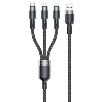 AWEI CL-975 USB-A - Type-C/Lightning/micoUSB kábel 100W 1.2m - fekete kép