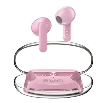 AWEI fülhallgató Bluetooth 5.3 T85 ENC TWS + dokkoló állomás rózsaszín kép