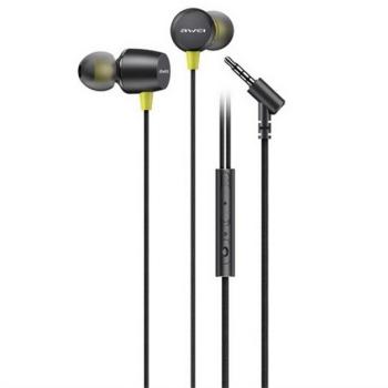 AWEI L5 fülhallgató SZTEREO (3.5mm jack, mikrofon, felvevő gomb, hangerőszabályzó) FEKETE kép