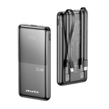 AWEI P76K PowerBank 10000 mAh 22.5 W digitális kijelzővel - fekete kép
