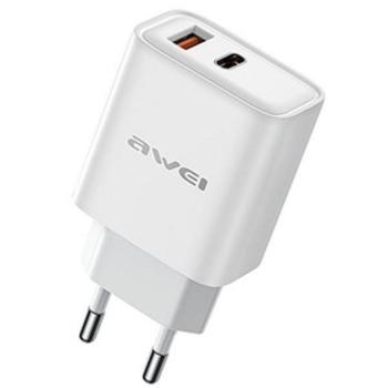 AWEI PD81-EU hálózati töltő USB+Type-C aljzat (22.5W, GaN, PD gyorstöltő) FEHÉR kép