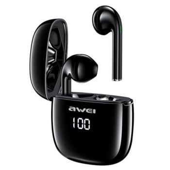 AWEI T28P bluetooth fülhallgató SZTEREO (v5.0, TWS, aktív zajszűrő, vízálló, LED kijelző + töltőtok) FEKETE CAT S60, Apple iPhone 7 4.7, Apple iPhone 7 Plus 5.5, Evolveo Strongphone Q5, Bla kép