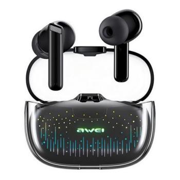 AWEI T52 PRO2 bluetooth fülhallgató SZTEREO (v5.3, TWS, vízálló, zajszűrő, LED fény + töltőtok) FEKETE kép