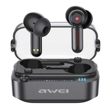 AWEI T58 bluetooth fülhallgató SZTEREO (v5.3, TWS, mikrofon, aktív zajszűrő + töltőtok) FEKETE kép
