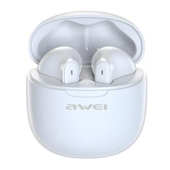 AWEI T68 bluetooth fülhallgató SZTEREO (v5.3, TWS, zajszűrő, mikrofon, IPX6 + töltőtok) FEHÉR kép