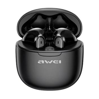 AWEI T68 bluetooth fülhallgató SZTEREO (v5.3, TWS, zajszűrő, mikrofon, IPX6 + töltőtok) FEKETE kép