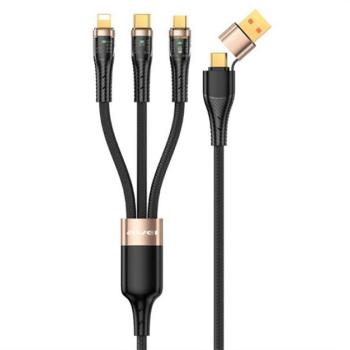 AWEI töltőkábel 3in2 (Type-C/USB - lightning/Type-C, microUSB, 100W, wireless, gyorstöltő, 120cm) FEKETE kép