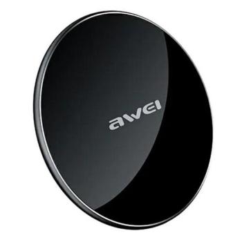 AWEI W8 hálózati töltő állomás (10W, gyorstöltés támogatás, vezeték nélküli töltés, QI Wireless, ultravékony) FEKETE kép