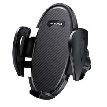 AWEI X38 autós tartó (szellőzőre, automata, karbon minta, 4-6.8&quot; méret) FEKETE Huawei P60 Pro, Asus ROG Phone 7, Xiaomi Redmi A2 Plus kép