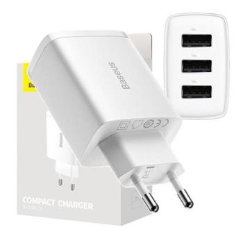 Baseus 3xUSB-A hálózati gyortöltő, 17W, fehér kép