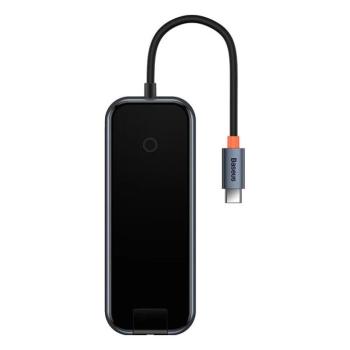 Baseus AcmeJoy 5 az 1-ben hub, USB-C - 2xUSB-A 3.0, USB-A 2.0, USB-C PD, RJ45, sötétszürke kép