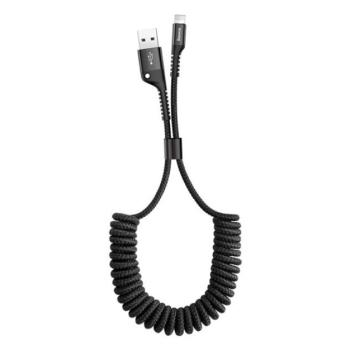 BASEUS adatkábel és töltő (USB - lightning 8pin, 2A, spirálkábel, 100cm) FEKETE Apple iPhone 7 4.7, Apple iPhone 7 Plus 5.5, Apple IPAD mini 4, Apple IPAD Pro 12.9 (2015), Apple iPhone 6S 4.7, A kép