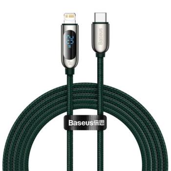 BASEUS adatkábel (Type-C - lightning, 20W, PD gyorstöltő, 200cm, LED kijelző) SÖTÉTZÖLD kép