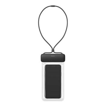 BASEUS AQUAGLIDE vízhatlan/vízálló tok, AQUA (univerzális, IPX8, nyakba akasztható, 7.2&quot; méret) FEKETE kép