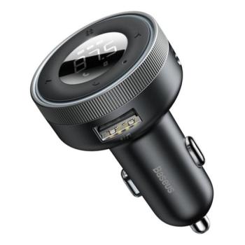 BASEUS bluetooth FM transmitter autós töltő 2 USB aljzat (5V / 3.4A, 17W, gyorstöltés támogatás, LED kijelző) FEKETE CAT S60, Apple iPhone 7 4.7, Apple iPhone 7 Plus 5.5, Evolveo Strongphone Q kép