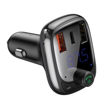 BASEUS bluetooth FM transmitter autós töltő 2 USB / Type-C aljzat (36W, PD gyorstöltés, microSD kártyaolvasó) FEKETE TCL 403, Nothing Phone (2), Motorola Edge 40 5G (XT2303), Xiaomi Redmi 10A, kép